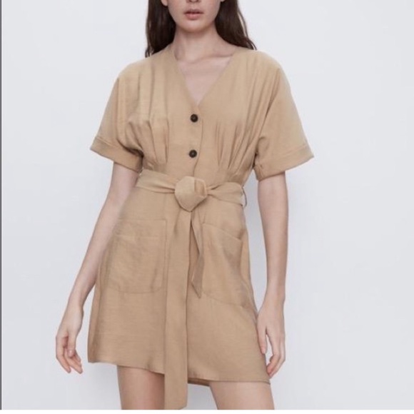 Zara camel button down dress - Picture 5 of 14